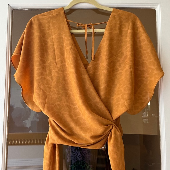 Anthropologie Current Air Leopard Print Wrap Top - Picture 5 of 9